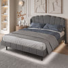 Upholstered Bed Frame Velvet 5ft King Size Bed with Bedside LED Light, Grey