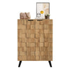 Modern Wood Shoe Storage Unit w/ 5 Compartments & Black Handles, 80x35x110cm