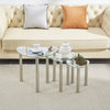 Nest of 3 Black Clear Tempered Glass Side End Lamp Sofa Tables Nested Tables