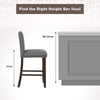 2 Pcs Linen Fabric Upholstered Bar Stools Armless Counter Height Chair Set Grey