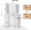Corner Dressing Table with LED Lights Vanity Makeup Desk with Mirror & 5 Drawers