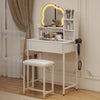 LED Lighted Dressing Table Cloud Shape Mirror Makeup Vanity Desk Space Saving