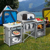 Folding Camping Kitchen Portable Windshield Cooking Table Picnic Storage Cabinet