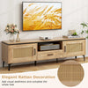 COSTWAY TV Stand for 65” TVs Mid Century Modern Entertainment Center-Oak