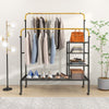 Rolling Clothes Drying Rack Double Rods Garment Rack w/ Adjustable Hanging Bars