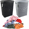 65 Liters Large Laundry Basket & Lid Washing Clothes Hamper Bin Knit Style New