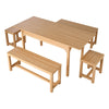 Extendable Dining Table 120-160cm Large Wooden Kitchen Desk & 2 Benches 2 Stools