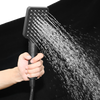 Bathroom Thermostatic Mixer Shower Set Square Black Twin Head Exposed Valve