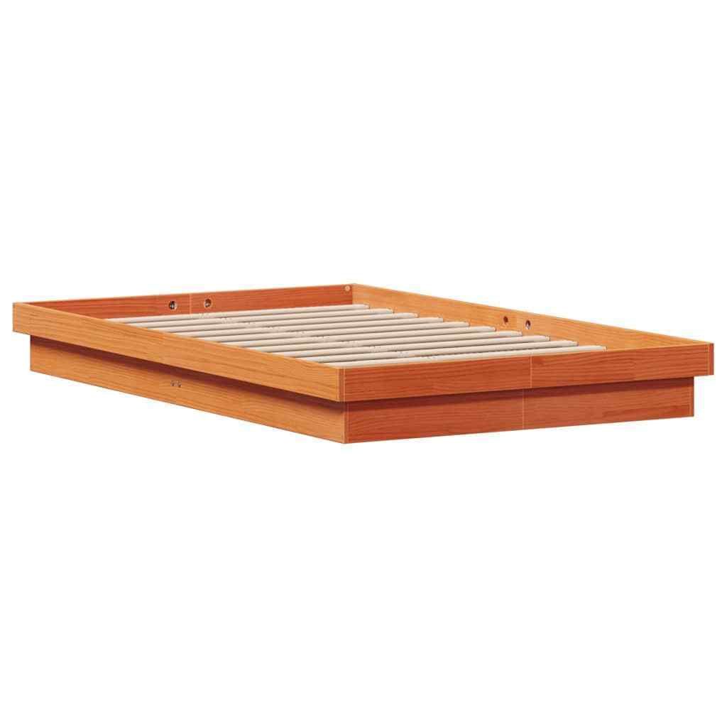 Bed Frame Wax Brown 120x200 Solid Wood Pine S3T9