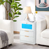 White LED Bedside Table 2 Drawers with Charging Station Nightstand Cabinet