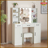 Dressing Table LED Light Makeup Desk w/Mirror and Stool Cabinet Drawer Shelves