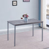Set of Grey Marble MDF Top Dining Table & 4pcs White Faux Leather Dining Chairs