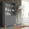 Display Cabinet I 175cm Sideboard I Grey Matt Gold Legs Doors I Glass Shelves