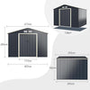 9x8FT Garden Shed Metal Weatherproof Lockable Tool Storage Shed w/Extension Kit