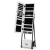 Mobile Jewelry Cabinet Floor Standing Lockable Jewelry Armoire Organiser-White