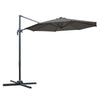 3(m) Offset Parasol Cantilever Hanging Umbrella 360° Rotation w/ Base Dark Grey