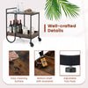 Industrial Bar Trolley Cart Rolling Buffet Serving Cart W/ Metal Wire Wine Rack