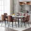 6X Dining Chairs Set Faux Suede Leather Padded Seat Metal Legs Kitchen Office