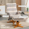 Swivel Recliner Chair with Footstool, Wooden Base and Storage for Living Room