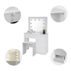 Dressing Table Set Makeup Desk w/ LED Mirror Stool 4 Drawers Vanity Table White