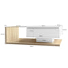LED Wooden Glass Coffee Table with Drawer Storage for Living Room, White+Natural