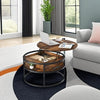 Round Lift Top Coffee Table with Storage Wood for Home Living Room Office Brown