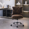 Classic Chesterfield Brown Faux Leather Office Chair Swivel Adjustable Desk Seat