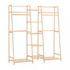 Heavy Duty Wooden Clothes Rail Rack Garment Hanging Stand Corner Open Wardrobe