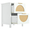 Rattan Wooden Bedside Tables Set of 2 Bedroom 2 Drawer Nightstand Side Tables