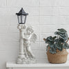 Resin Roman Pillar Angel Statue Figurine Solar Powered Light Outdoor Garden Lamp