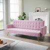 Modern Luxury Velvet Sofa Bed Pink 3 Seater Nonwoven Contrast Gold Metal Legs