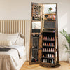 360° Swivel Jewelry Cabinet Lockable Standing Jewelry Armoire w/LED lights