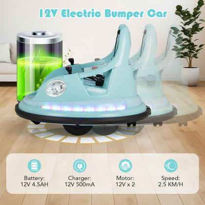 12V Electric Ride On Bumper Car Battery Powered Bumper Car Blue