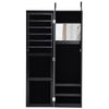 Mirrored Jewelry Cabinet Wall Mounted Hanging Jewelry Armoire Black