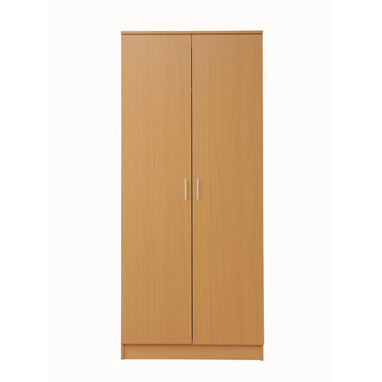 2 Door Compact Wardrobe Bedroom Storage Hanging Bar