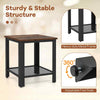 Costway 2-Tier End Table Square Sofa Side Table Heavy-duty Metal Fram