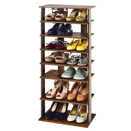 7-tier Double Shoe Storage Tower Organiser Unit Home Display Shelf Rack Stand