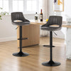 2x Faux Leather Bar Stools Grey Adjustable Gas Lift Swivel Kitchen Pub Chair