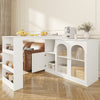 Multifunctional Storage Cabinet Kitchen Island with 360°Rotating Bar Table White