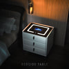 3 Charging Nightstand Side Bedside Cabinet Drawers LED Table with White Wireless