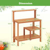 Garden Potting Bench Table with Storage & Teak Oil Finish-Natural