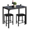 3 Pieces Dining Table & Chair Set Bar Kitchen Breakfast Furniture Padded Stools