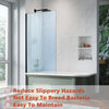 Frameless Bath Shower Screen Fixed Door Black Profile 6mm Glass Panel 800x1400mm