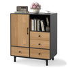 Kitchen Buffet Sideboard Mid Century Storage Cabinet with 4 Drawers Black
