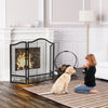 3 Panel Foldable Fireplace Screen Freestanding Metal Mesh Spark Guard Protector