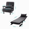 Dark Grey Folding Single Sofa Bed Chair Fabric Recliner Lounge Sleeper Sofabed