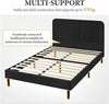 Double Bed with Headboard, Upholstered Bed Frame with 2 USB Charging Stations