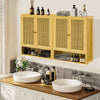 Bathroom Wall Cabinet Bamboo Medicine Cabinet 2 Rattan Doors for Kitchen Hallway
