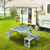 Aluminum Folding Portable Camping Picnic Table Stool Chair Set W/ Umbrella hole