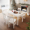 Classic Solid Wooden White Dining Table and 4 Chairs Set Kitchen Home Furniture